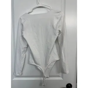 NWT Abercrombie White Square-Neck Long-Sleeve Bodysuit M thumbnail 6