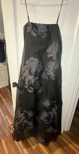 Lulus Black and blue flower gown thumbnail 1