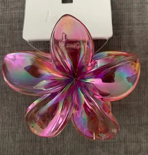 Iridescent Pink Flower Hair Clip - Women Accessories thumbnail 1