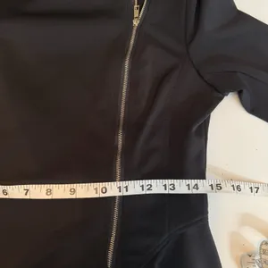 Obsession Black Peplum Moto Jacket Asymmetrical Zip Stretch Biker Edgy Sz Medium thumbnail 11