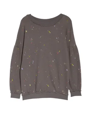 Free People FP Movement Grey Splatter Paint Sweatshirt thumbnail 1