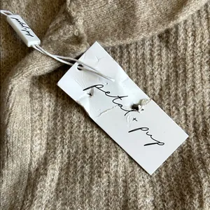 Petal & Pup Neutral Beige Ribbed Half-Zip Turtleneck Sweater thumbnail 3