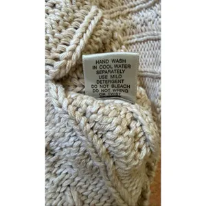 Leo & Nicole Women’s Cable Knit Cotton Sweater Shawl Collar Beige L thumbnail 7