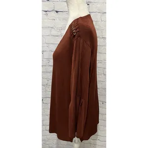 Chico's Travelers Brown Top Womens Gold Hardware Shoulder Tunic Chicos 3/XL/16 thumbnail 5