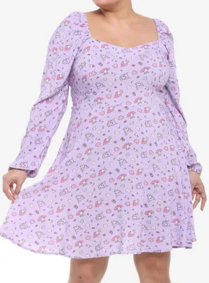 Sanrio My Melody & Kuromi‎ Sweetheart Long-Sleeve Mini Dress XL thumbnail 1