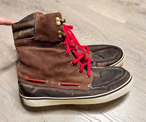 Sperry Top Sider Acklins Brown Corduroy Flannel Lined High Top‎ Boots Size 8.5 thumbnail 1