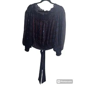 ✨Vici Elena Sheer Mock Neck Sz Medium Blouse✨ thumbnail 4