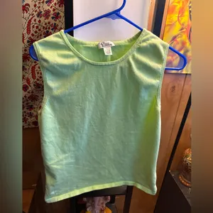 Lilly Pulitzer VINTAGE Shirt Womens Large Green Preppy Knit Tank Top thumbnail 1