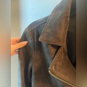 Sale! Topshop Genuine Coffee Brown Suede Moto Jacket Us6 thumbnail 9