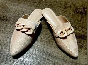 Mule Shoe loafer suede cream chin buckle gorgeous size 9 thumbnail 1