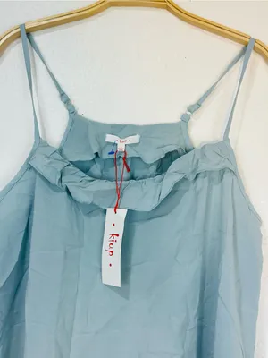 Kut from the Kloth Sage Blue Ruffle-Trim Spaghetti Strap Cami Top thumbnail 5
