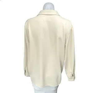 Things Between Women Cream Long Sleeve Notch Collar Button Down Shirt Top Size S thumbnail 2