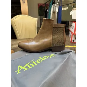 Antelope Carson‎ Bootie Size 37 US 6-7 Taupe Brown Metallic Insert Distressed thumbnail 2