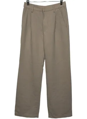 Abercrombie & Fitch Khaki Pleated High Waisted Straight Trousers Pants Size 28 6 thumbnail 1