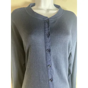 Sohana Women Navy Blue Waffle Knit Henley Button Down Cardigan Sweater Large thumbnail 2
