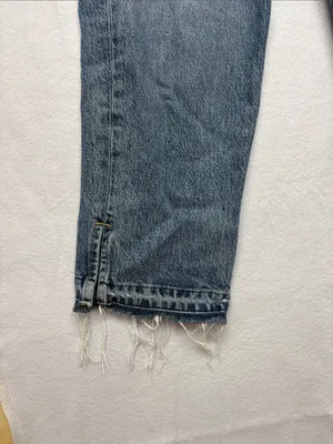 We the Free size 27 Relaxed Fit Distressed Denim Jeans blue straight leg crop thumbnail 4