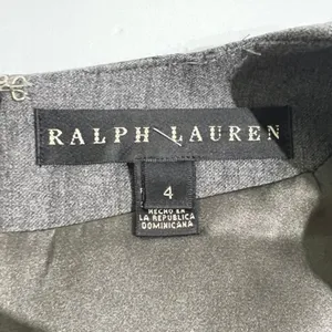 Ralph Lauren Grey Virgin Wool Blend Notched V-Neck Sheath Dress Size 4 thumbnail 3