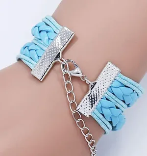 Mom Layered Bracelet Light Blue Butterfly Flower Design Love and Infinity thumbnail 3