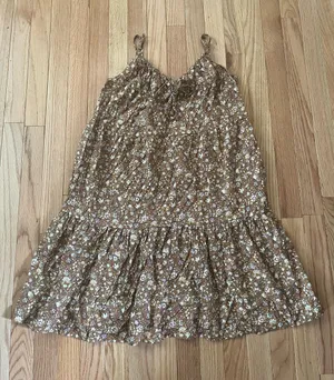 Old Navy Brown Ditsy Floral Babydoll Mini Dress Small Tall Cottagecore Romantic thumbnail 1