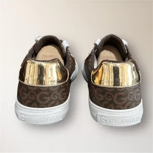GBG Los Angeles 8.5M Brown Gold Monogram Sneakers‎ Metal Logo GGONARINJR Casual thumbnail 6