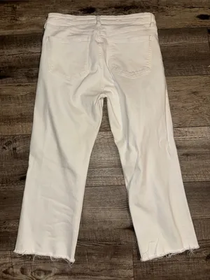 Zara White Cropped Straight-Leg Jeans thumbnail 3
