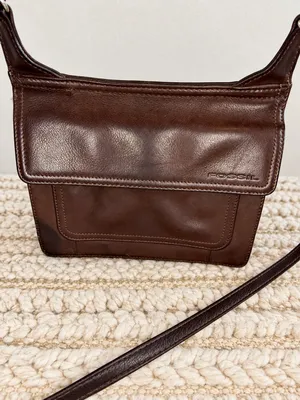 Vintage Fossil Brown Leather Organizer Crossbody Bag Wallet Purse Y2K thumbnail 2
