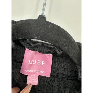 Muse Republic Clothing Black Textured Mock Neck Sleeveless Top Sz S‎ Minimalist thumbnail 5