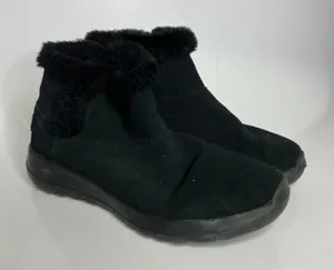 Skechers on‎ the go Joy black suede ankle boots faux fur lined women's size 7 thumbnail 1