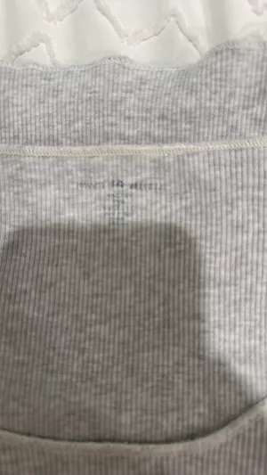 Brandy Melville Grey Long Sleeve Cropped Ribbed Shirt thumbnail 2