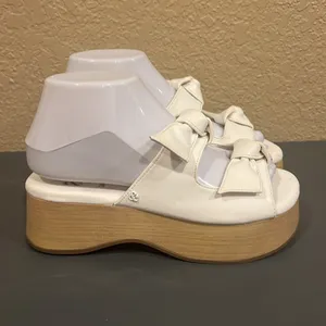 Sam & Libby Indie White Platform Sandals Chunky 90s Y2K Wood Wedge 6 thumbnail 3