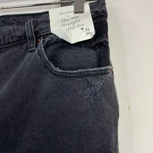 Abercrombie Fitch 90s Straight Ultra High Rise Distressed Black Jeans 35 20 new thumbnail 5