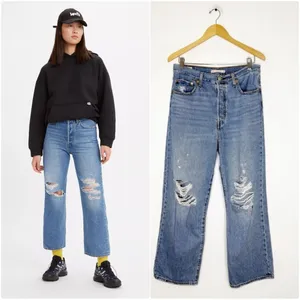 Levi’s Ribcage Straight Ankle Jeans Super High Rise Button Fly Size 30 10 Busted thumbnail 2
