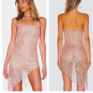 NBD Revolve Secrets Revealed Lace Asymmetrical Romper in Dusty Rose Sz XS thumbnail 4