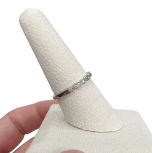 Marquise & Round Shapes Clear Glass Stones Sterling Silver Stackable Ring thumbnail 2