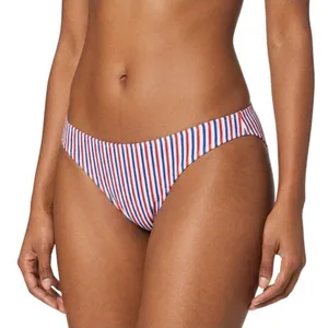 Juniors’ Ribbed Cheeky Bikini Bottom Red White Blue Swimsuit M Beach Patriotic thumbnail 1