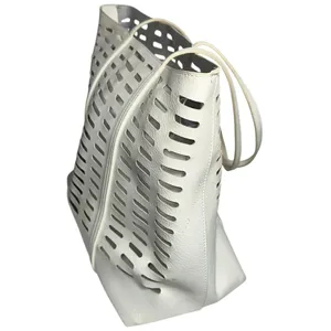 Anthropologie White Rafaella Large Faux Leather Toe Bag thumbnail 4