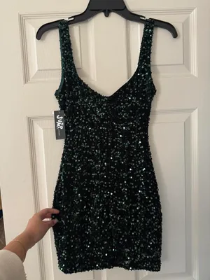 BNWT Jump Apparel Dark Green Sequin Mini Dress - Hunter Green thumbnail 2