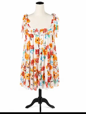 Hashttag Floral Tiered Tie-Strap Mini Dress Women’s Medium M thumbnail 7