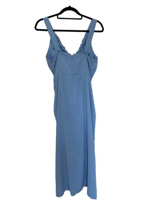 NEW Abercrombie & Fitch Coquette Tie Front Midi Dress Powder Blue - Size M thumbnail 3