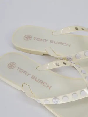 Tory Burch Studded Jelly Flip Flop Sandal Cream White 7 thumbnail 7