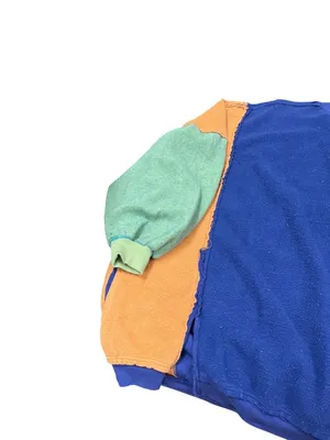 Free People wms colorblock raw blue green oversized sweater shirt sz L SKU 10746 thumbnail 3
