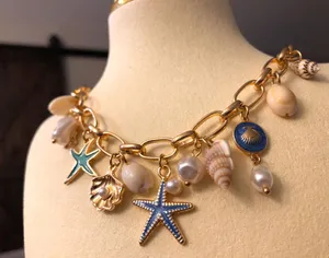 Handmade Boho vacation beach Coral Reef style necklace thumbnail 1