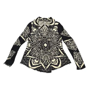 Free People Smitten Kitten Cardigan Women Small Black Mandala Boho Knit Sweater thumbnail 3