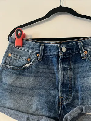 Levi's 501 Womens Denim Cutoff Shorts 31 Button Fly Medium Wash Western thumbnail 2