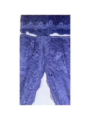 FLAW Juniors Maniju Navy Lace Evening Gown Mermaid High Slit Peekaboo Cut Out thumbnail 10
