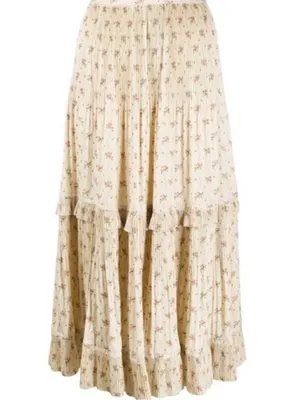 Polo Ralph Lauren Pleated Ruffle Floral Maxi Skirt Cottagecore Old Money Prairie thumbnail 2