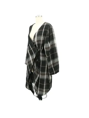 Animale Plaid Asymmetrical Wrap Wool Cardigan Lagenlook Jacket 44 US 12 thumbnail 3