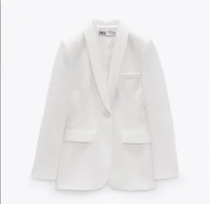 ZARA blazer white waisted tailored tuxado suit jacket thumbnail 6