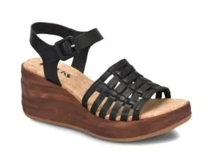 Kork-Ease NWT Marley Black Woven Leather Ankle-Strap Wedge Size 9 thumbnail 1