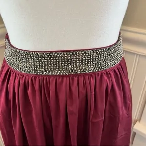 Zara Basic Burgundy Beaded Waist Maxi‎ Skirt Size S Burgundy Wine Red Boho thumbnail 4
